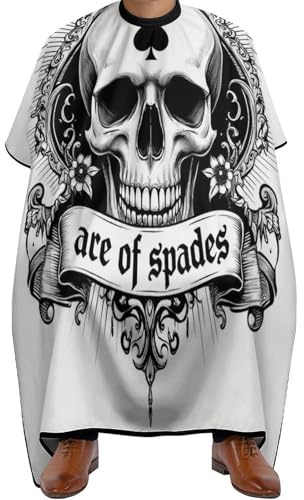 Hair Cape Ace of Spades Skull Art, personalised Hairdressing Cape Unisex Hair Cutting Gown for Salons Women 140X168cm