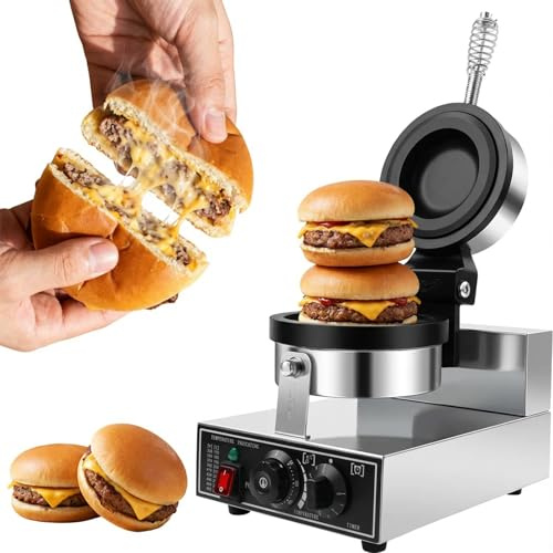 WUDLEP 1200W UFO Burger Machine, Electric Burger Press, Hamburger Sandwich Machine, Adjustable Temperature 50-300℃, for Home Use and Commercial