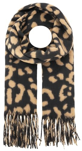 Zwillingsherz Damenschal im Leo Muster Print - Fransen - Eleganter Freizeitschal – Tuch für Frauen Damen Mädchen - Hochwertiger Herbstschal - Frühjahr Herbst Winter