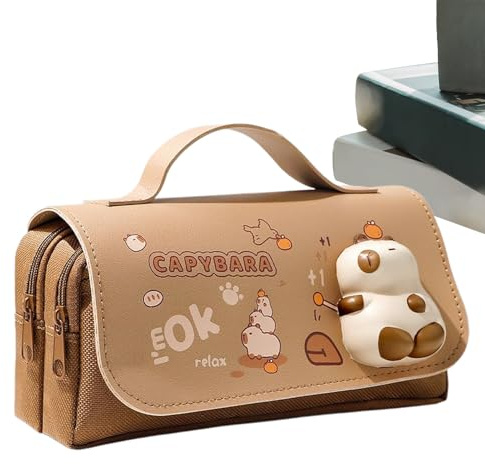 Derwrtup Bonito estuche estético, Capybara Panda estuche para aulas | Estuche para lápices, marcadores, organizador para escuela, oficina, clase, universidad, cumpleaños, Navidad, Cyp.phara, ver