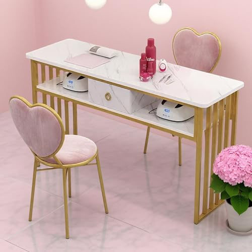 Manikyrbord, sminkbord utan spegel, datorbord med hyllor, tränagelbord för skönhetssalong och spa-sminkbord White-100cm