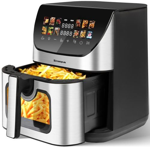 Airfryer XXL 8,5L mit Sichtfenster, Heißluftfritteuse 1800W, Farbdisplay, 12 Programme, Gesundes Frittieren & Backen, 2-in-1 für Familien, Leicht zu Reinigen, Energiesparende Küchenhelfer