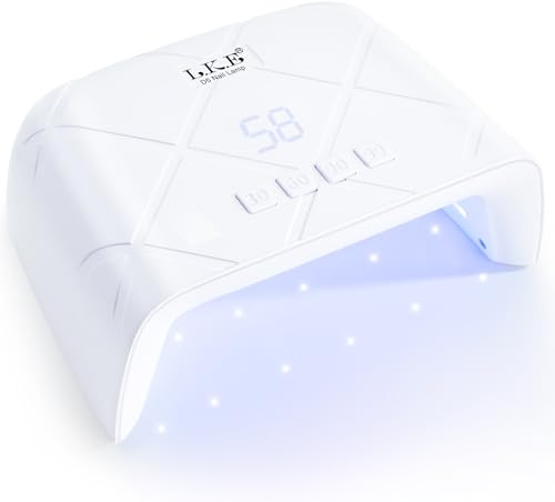 LKE LED Nail Lamp,72W Compact Advanced UV Lamps for Gel Nails Nail Dryer with Auto Sensor 4 Timers Cures All Gels Nali Art Tools for Advanced DIY at Home (White)