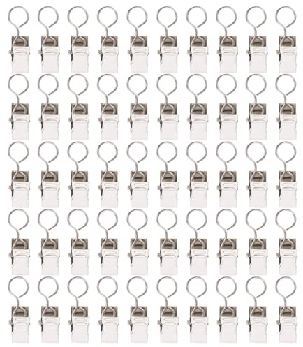 DOITOOL 100pcs Small Metal Curtain Clamps with Rings Shower Curtain Clips for Home Window Drapery Hanging Hardware