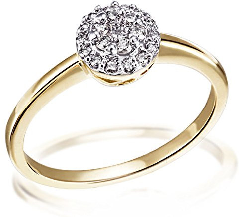 Goldmaid Damen-Ring Gelb Gold 585 21 Diamanten 0,25 Karat Glamour Fassung, Grösse 54 Brillanten Diamantring Verlobung