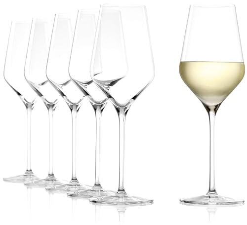 Stölzle Lausitz Copas de Vino Blanco Quatrophil Set de 6, 405 ml – Elegantes Copas para Vino Blanco y Aperitivo – Cáliz de Cristal – Resistentes al Lavavajillas y Fabricadas en Alemania