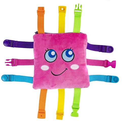 Buckle Toys - Bella Square - Learning Activity Toy - Develop Motor Skills and Problem Solving - Easy Travel Toy Perfect Car Travel Accessories for Long Trips