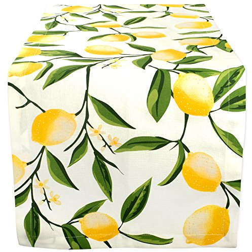 DII Barbacoa de Verano y picnics al Aire Libre, algodón, Lemon Bliss, 108 x 14 Pulgadas (Rectangular)