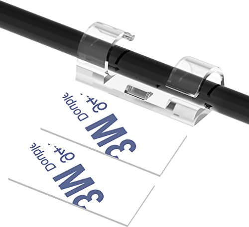 [40 pezzi] Autoadesivo Clip Cavo Fermacavi Supporto Chesbung- Ganci Fermacavi Autoadesivi Con Adesivo 3M- Passante per Cavi da Scrivania, Muro, Pareti,Trasparente