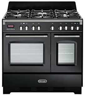 De Longhi MEM 965T NN ED | Cucina a Gas 5 Fuochi + 2 Forni Elettrici Ventilati, 90x60 cm, colore Antracite, Linea Mastercook