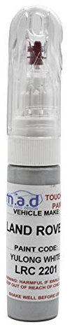 MAD PAINTS Car Touch Up Paint Compatible with LAND ROVER RANGE YULONG WHITE LRC 2201 DISCOVERY EVOQUE SPORT - 20ml Precision Scratch Repair Kit with Needle & Brush - UK Mixed Automotive Paint