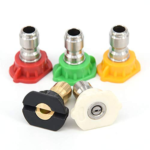 Tooloflife Lot de 5 embouts pour laveuse haute pression en laiton/acier inoxydable à plusieurs degrés, connexion rapide