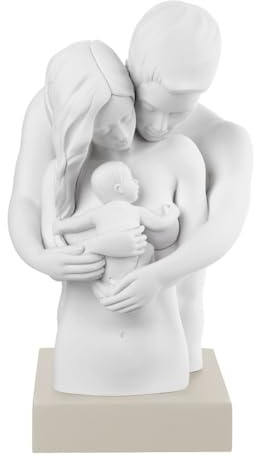 MAZZOLA LUCE Soprammobile moderno statuina scultura famiglia gesso decorato regalo nascita design bianco nocciola