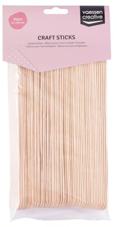 Vaessen Creative Eisstiele aus Holz, 50 Stück, 2,5 x 20 cm, Kreative 3D-Kunst, Kunst und Kunsthandwerk für Kinder, Heimdekor und Mehr