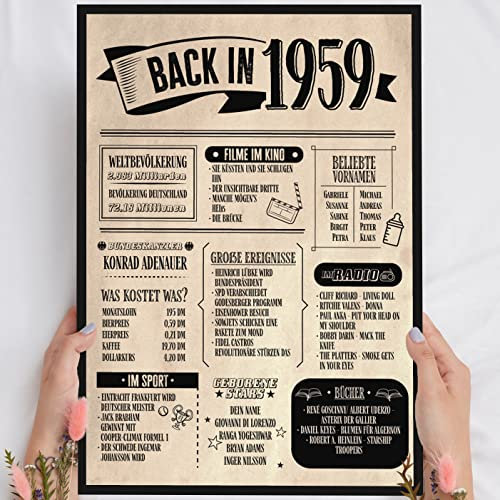 66 Geburtstag Geschenk, Alte Zeitung Holzbild Back in 1959 Vintage personalisierbar zum Hinstellen/Aufhängen opt. beleuchtet, 66 Geburtstag Frau, 66 Geburtstag Mann, 66. Geburtstag, 66 Geburtstag Deko
