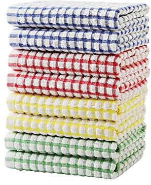 Oeleky Dish Towels for Kitchen 15x26 Inches, Pack of 8 Cotton Kitchen Towels for Drying Dishes (Multi, 15x26 inches)