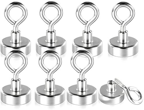 Wukong 8 Pièces Crochet Magnetiques, Aimant Puissant Diamètre 20mm 10KG Force De Traction Aimant Puissant Rond Magnétique Néodyme pour Utilisation Cuisine Salle de Garage Casiers