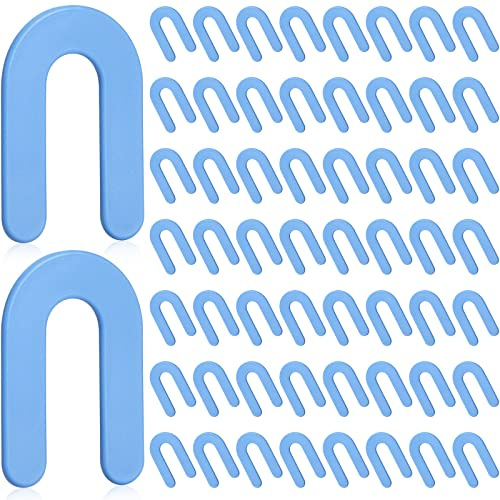 Yookeer 300 Pieces Tile Leveling System Tile Spacers 1/16 Inch, Horseshoe Shim U Shape Plastic Vitrolite Leveling Clips for Various Types, Blue