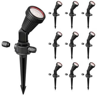 ledscom.de 10 focos de jardín con pincho de suelo PIRK para exteriores, IP44, negro, incl. GU10 LED 468lm blanco cálido