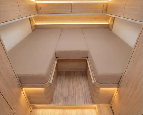 ENTSPANNO Luxus Spannbettlaken Wohnmobil - 3-teiliger Matratzenbezug aus Premium Jersey - Wohnwagen & Wohnmobil Zubehör - Bis 15cm Höhe - Edelbraun