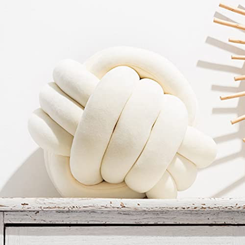 SHAIRMB Knot Cushion, Knotted Cushion for Sofa, Bed, Nordic Woven Chair Cushion, Seat Cushion, Decorative Cushion, Sofa Cushion, Baby Bed Room Decor Toy,Cream White,28cm