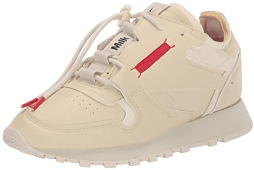 Reebok Tenis clásicos de piel unisex para adultos, Vegano/Tiza vintage/Vector rojo/negro, 8 Women/6.5 Men
