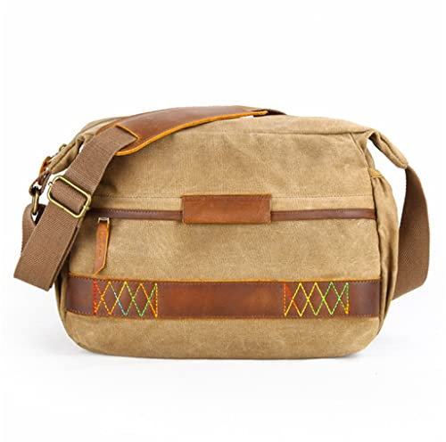Digital Photo Sling Camera Bag Vintage Waterproof Photography Shoulder Messenger Bags Men Women Batik Canvas Bag (Khaki One Size)