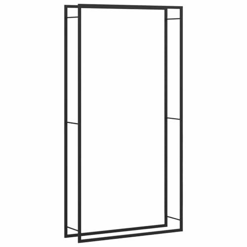 vidaXL Vedställ matt svart 110x28x214 cm stål, vedhylla, vedhyllor, vedförvaring
