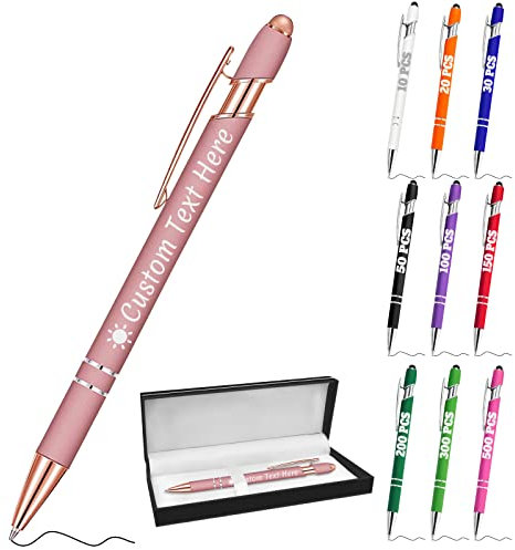 Personalisierte Stifte mit Namen Benutzerdefinierte Kugelschreiber mit Stylus-Spitze Benutzerdefinierte Kostenlose Gravur Stifte Geschenke für Jahrestag,Geburtstag oder Graduierung,Gold Rose