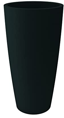 Nicoli Vaso Alto Style 36x70 cm – Vaso Decorativo da Interno ed Esterno in Plastica Resistente – Con Sottovaso Estraibile – Vasi da Esterno per Fiori e Verde - Colore Antracite