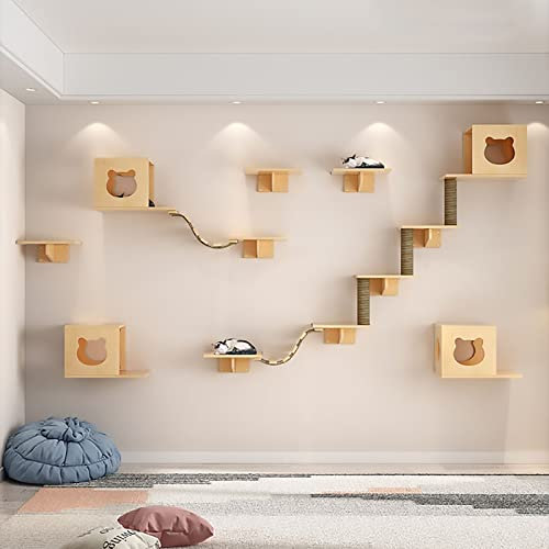 Katzenbett Wand, Kletterwand für Katzen, Katzen Wandmöbel, Wandpark für Katzen, Katzenwandparkour,Kletterleiter, Springen Turm, zum Schlafen, Spielen, Klettern und Faulenzen (Size : Style6)