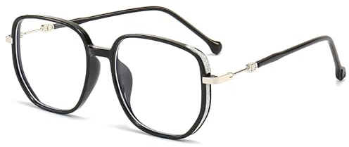 KAEOISFU Übergroße glänzende Lesebrille 2,0 für Männer und Frauen, Anti-Blaulicht-Computerlesegerät, Stilvoll Computerbrille, Großem Rahmen Anti-Augenermüdung Leser Brille
