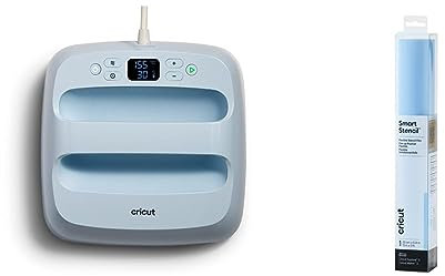 Cricut EasyPress 3 | 22,5cm x 22,5cm (9 x 9) | Präzise Temperaturregelung bis 205 °C (400 F) & 2008847 Smart 0.9m (3ft) | Flexible Stencil Film | For use with Explore 3 and Maker 3, Holz, Clear