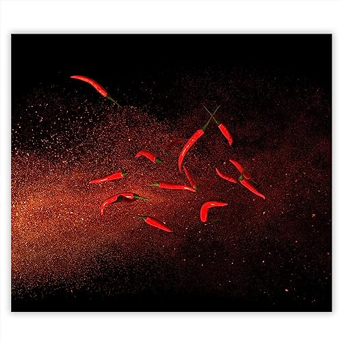 SMTDeco Herdabdeckplatte 60×52 cm – Mehr Arbeitsfläche, Spritzschutz & Schneidebrett – ESG Glas, kratzfest – für Induktion/Ceranfeld – 1-teilig, Motiv Gemüse Rot