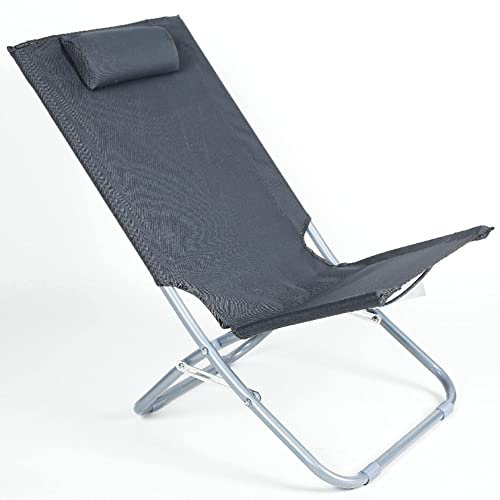 TEmkin Strand-Loungesessel für Erwachsene, zusammenklappbar, leicht, Campingstühle, Angelstuhl, tragbare Liegen, Rasenstühle für den Außenbereich (grau)