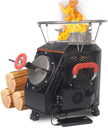 SPBSVDT Wood Burning Stove for Camping: Magical High-tech Wood Stove, RV Wood Stove, Camping Wood Stove, Emergency Wood Stove, Outdoor Camping Wood Stove, Smokeless Wood Stove, Medium, Black