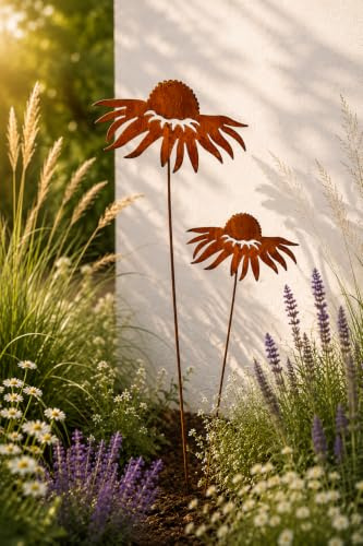 Terma Rost Sonnenhut XXL 110 cm Höhe Sonneblume Gartenstecker rost Gartenfigur groß Metallfigur Garten Blumenstecker dekostecker rostgartendeko rostdeko Gartendeko Metall deko metallstecker edelrost