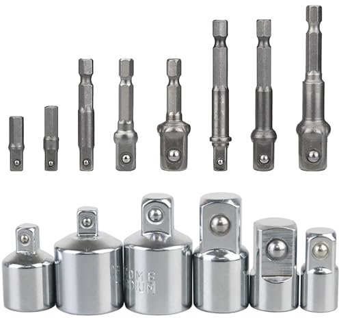 14 Stk Stecknuss Adapter Set, Steckschlüssel Adapter für Ratschen, Nuss Adapter für 1/4 auf 3/8, 3/8 auf 1/4, 3/8 auf 1/2, 1/2 auf 3/8, 1/2 auf 1/4, 1/4 auf 1/2