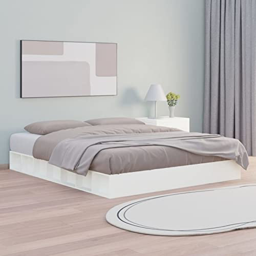 Bulliing Massivholzbett Holzbett Betten Bed Frame Massivholzbett Bettgestell Weiß 140x200 cm