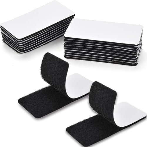20 pezzi Rettangolo Stretch Adesivo,Pad Biadesivo Riutilizzabile, Rettangolo Stretch Adesivo 3 x 10cm,Nero Nastro Biadesivo Extra Forte,per Ufficio Casa AutoStretch Pad Adesivo Forte