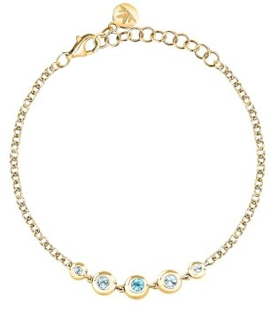 Morellato Bracciale da donna in argento 925 riciclato con pietre blu, collezione TESORI ETERNI SAXN12, 16 cm, Argento 925 riciclato, Topazio