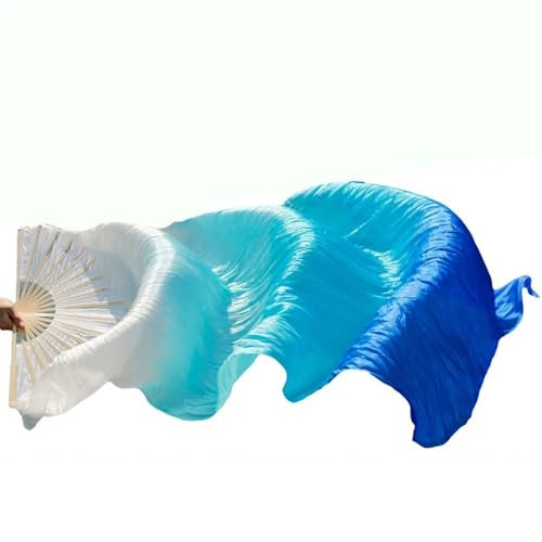 LPHFDCS Bauchtanz Seide FäCher Bauchtanz-Fächer, Farbverlauf, Kunstseide-Fächer, Bauchtanz-Requisiten, Lange Fächer Bauchtanz-Fan(Color1,120x90cm)