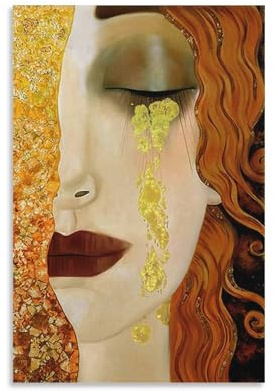 Goldene Tränen Gustav Klimt Kunstgemälde Poster Leinwand Wanddekoration Ästhetische Schulartikel Gemälde 60 x 90 cm (24 x 36 Zoll)