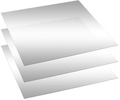 Yookeer 3 Pcs Two Way Mirror Glass, 12x12x0.04 Inch Acrylic Infinity See Through Mirror Sheet for Magic Project, 30% Transparent