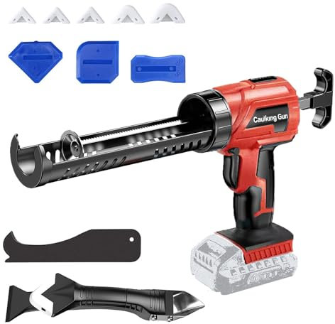 Akku Kartuschenpresse Kompatibel für Makita Akku Silikonpistole 18V mit Licht 4 Geschwindigkeiten einstellbar, Kartuschenpistole für Abdichten, Spachteln (Neu Rot)