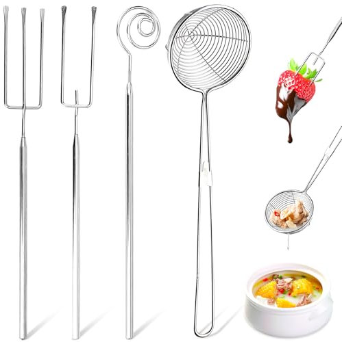 Juego de 4 tenedores de chocolate de acero inoxidable, tenedor de chocolate, fondue, tenedor de fondue, tenedor de fondue, tenedores de fondue, para bombones hechos a mano, dulces, bombones, trufas