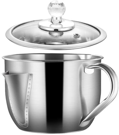 BommFu Separatore grasso da 1200 ml per salsa | Separatore grasso multifunzione | Contenitore separatore per zuppe in acciaio inox | Separatore per salse, olio, grasso, zuppa, colino, ciotola