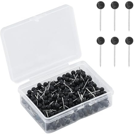 330 pezzi chiodini da disegno/spille per carte di credito, spille a testa tonda con scatola con testa da 1/8 pollici per fai da te (nero)