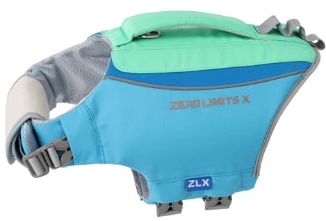 ZLX Hundeschwimmweste aus Ripstop, Rettungsweste für kleine, mittlere & große Hunde mit Griff und D-Ring, verstellbar für Bootfahren, Surfen, SUP-Paddeln, blau