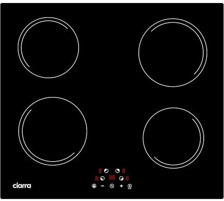 CIARRA AWBBIH4-E Placa Induccion in Vitroceramica 4 Zonas, Temporizador, Bloqueo de Seguridad, AWBBIH4-E
